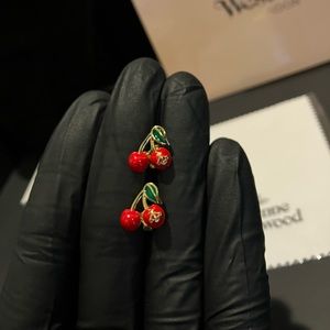 Vivienne Westwood Misty Cherry Stud Earrings In Red